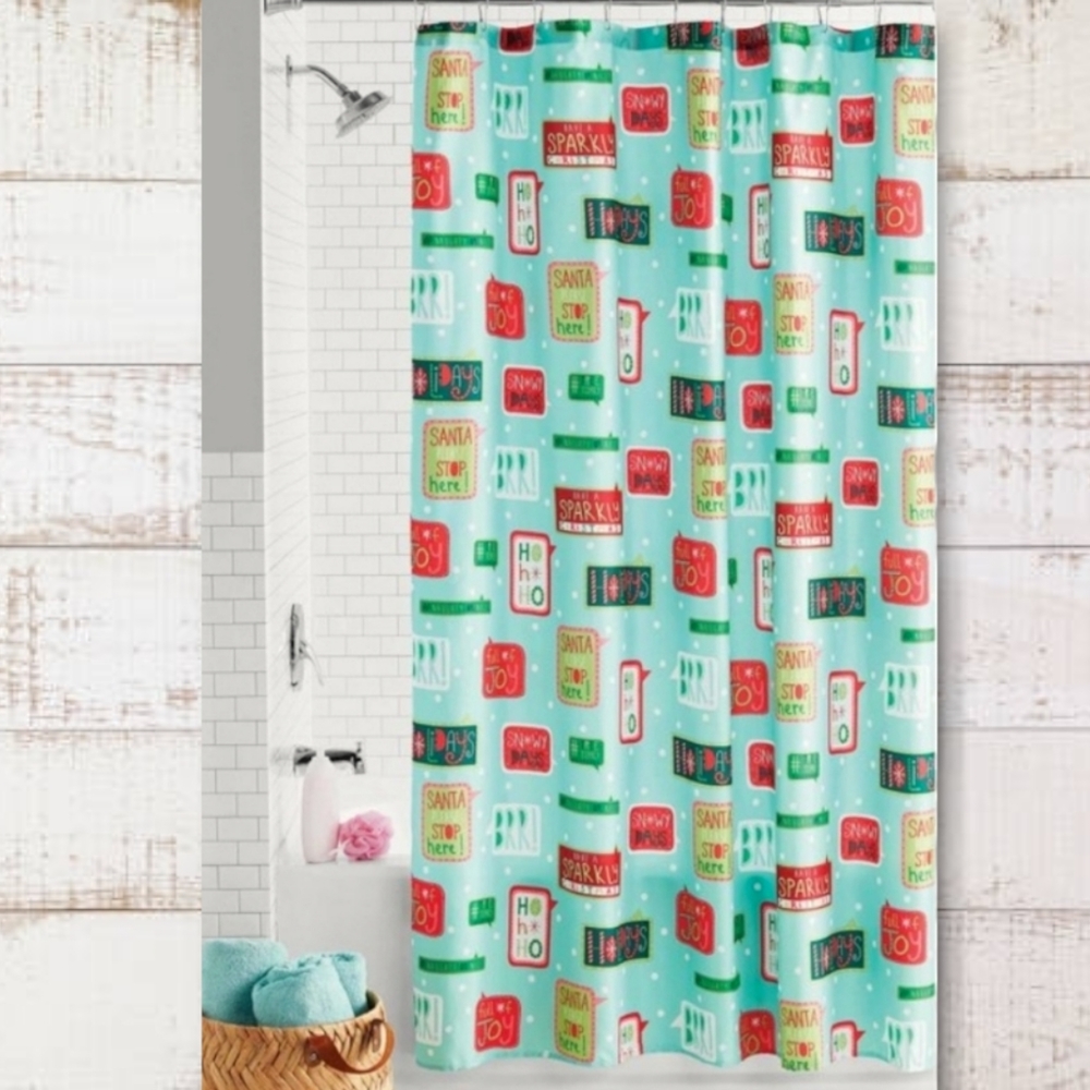 Christmas Sayings Shower Curtain NWT